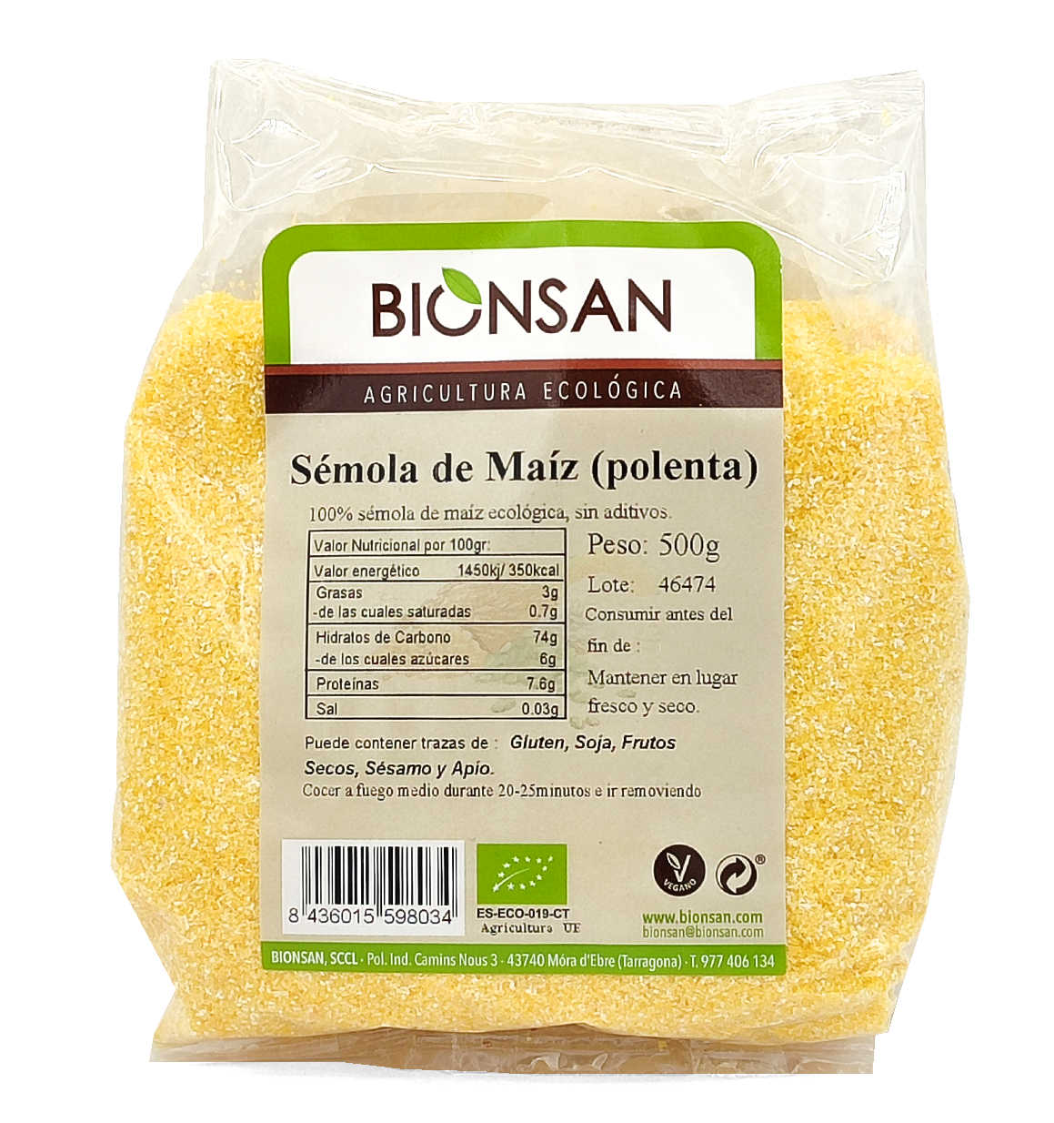 Foto de SEMOLA DE MAIZ POLENTA ECO 500 GR BIONSAN