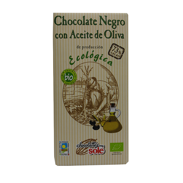Foto de CHOCOLATE NEGRO 73% CACAO CON ACEITE DE OLIVA BIO 100 GR SOLE