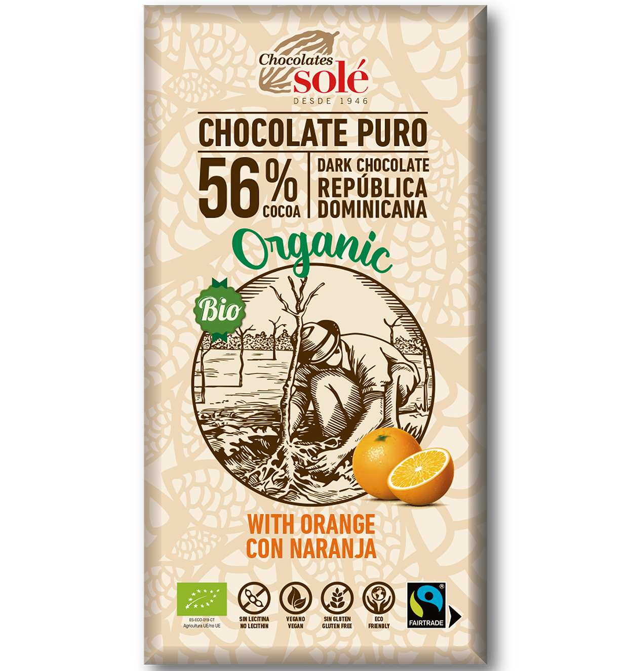 Foto de CHOCOLATE NEGRO CON NARANJA BIO 100 GR SOLE