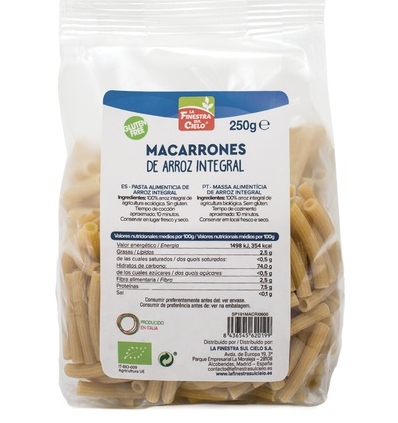 Foto de MACARRONES DE ARROZ INTEGRAL BIO 250 GR LA FINESTRA SUL CIELO