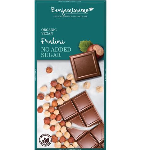 Foto de CHOCOLATE VEGANO SIN AZUCAR PRALINE DE AVELLANAS BIO 70 GR BENJAMISSIMO