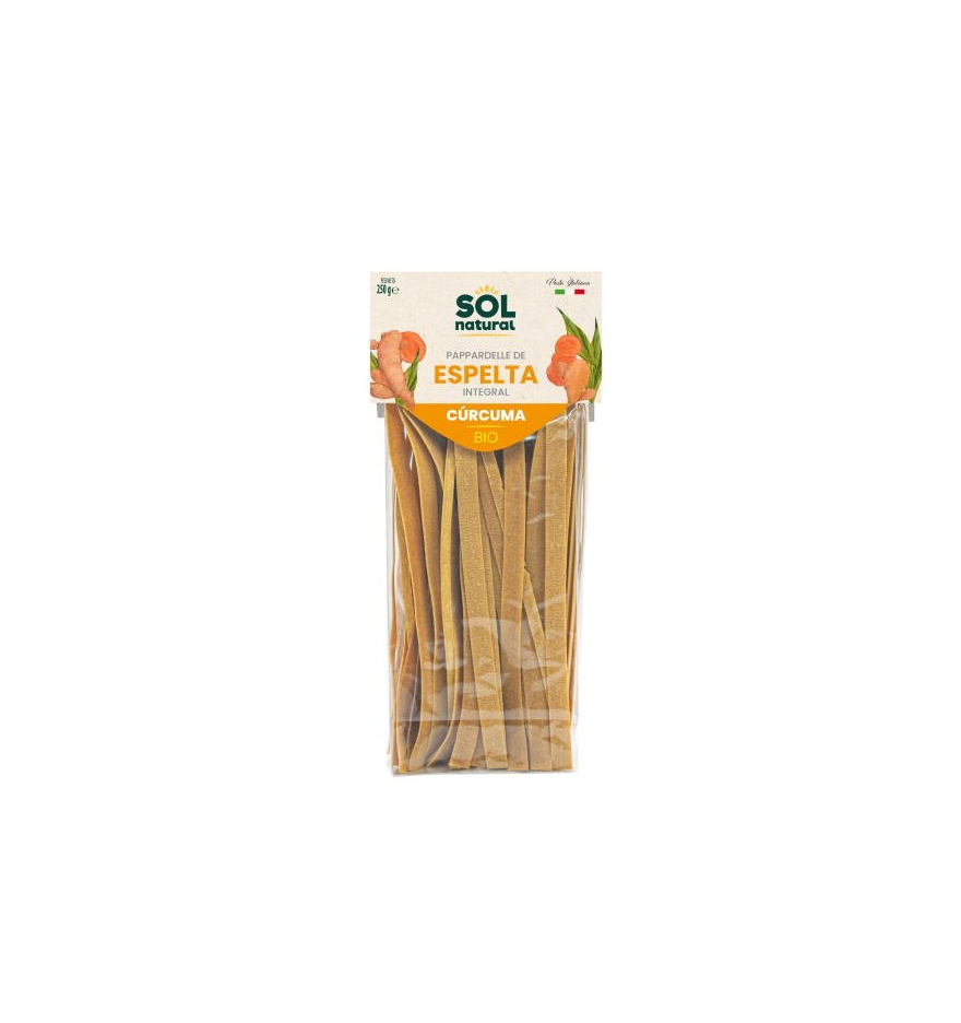 Foto de PAPPARDELLE DE ESPELTA INTEGRAL Y CURCUMA BIO 250 GR SOL NATURAL