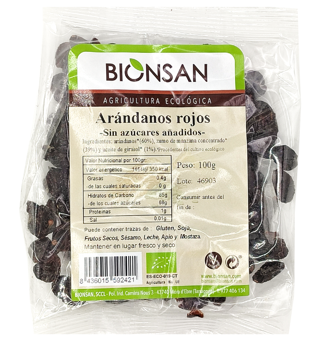 Foto de ARANDANO ROJO SIN AZUCAR AÑADIDO 100 GR BIONSAN 