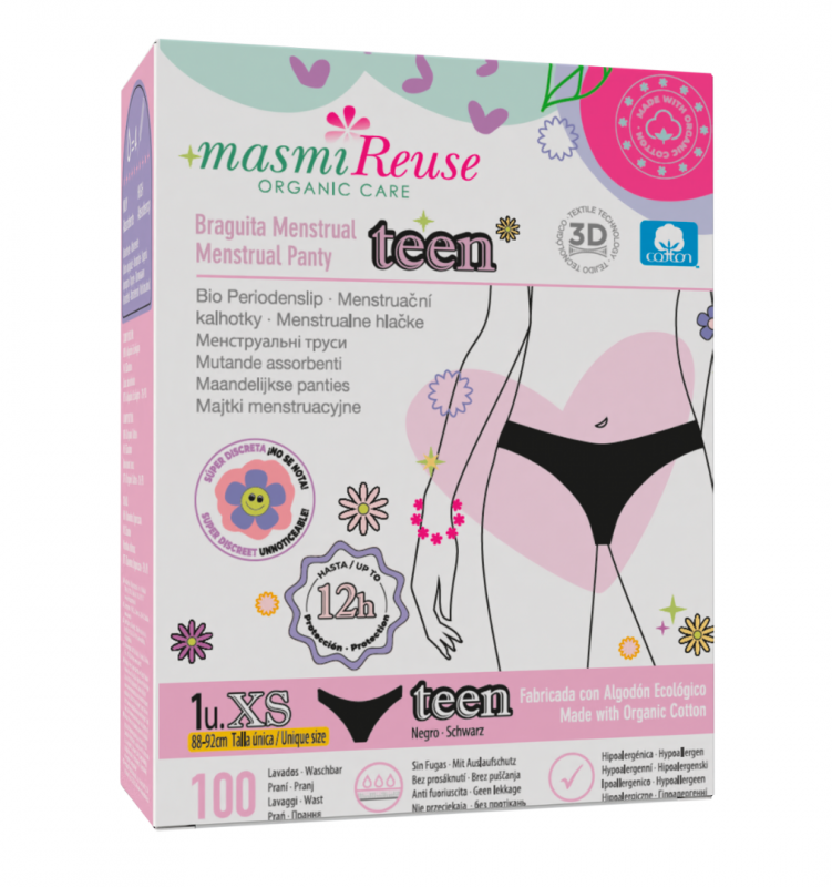 Foto de BRAGUITA MENSTRUAL DE ALGODON ORGANICO TEEN XS MASMI REUSE