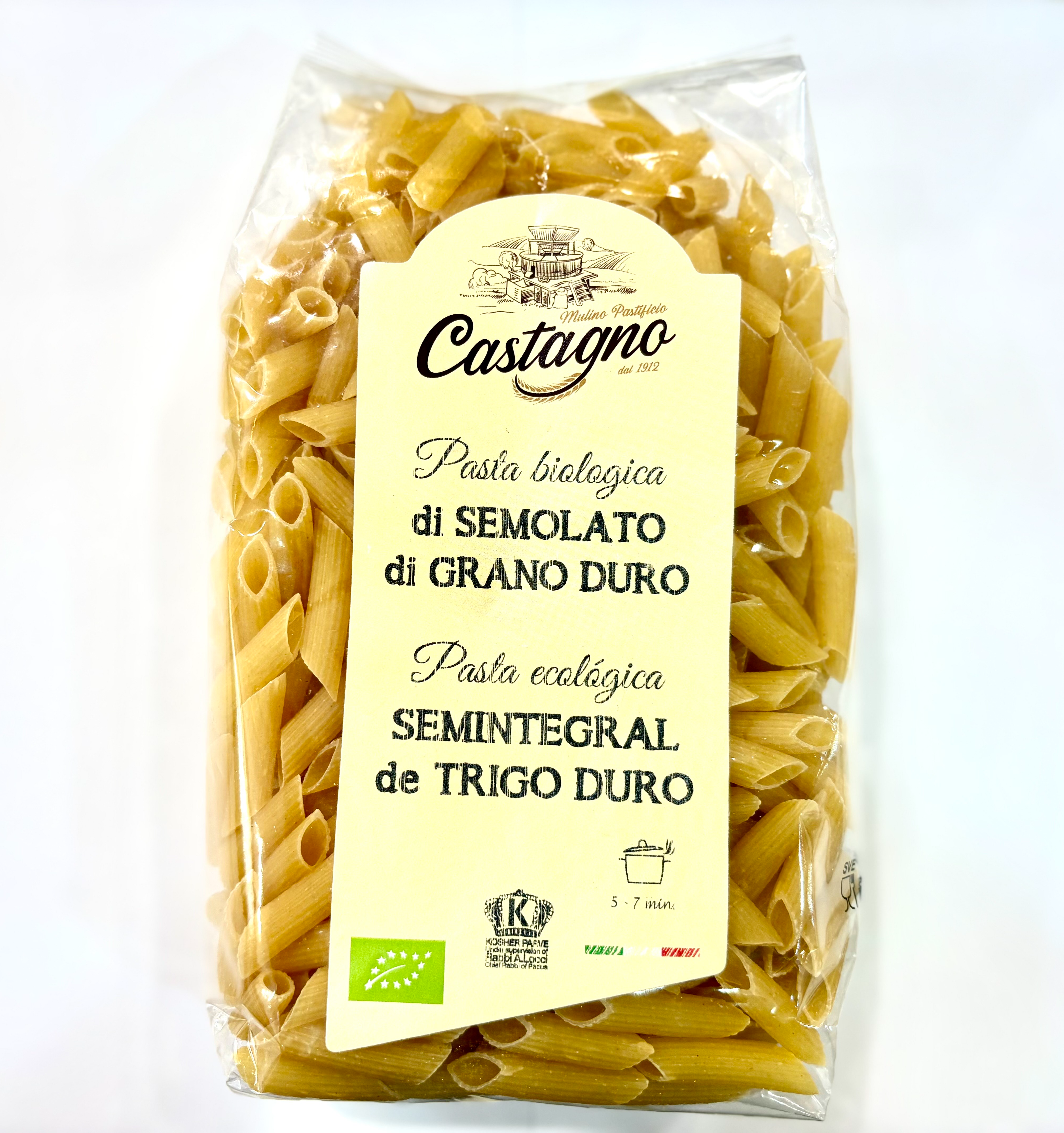 Foto de MACARRON SEMI INTEGRAL DE SEMOLA DE TRIGO DURO BIO 500 GR CASTAGNO