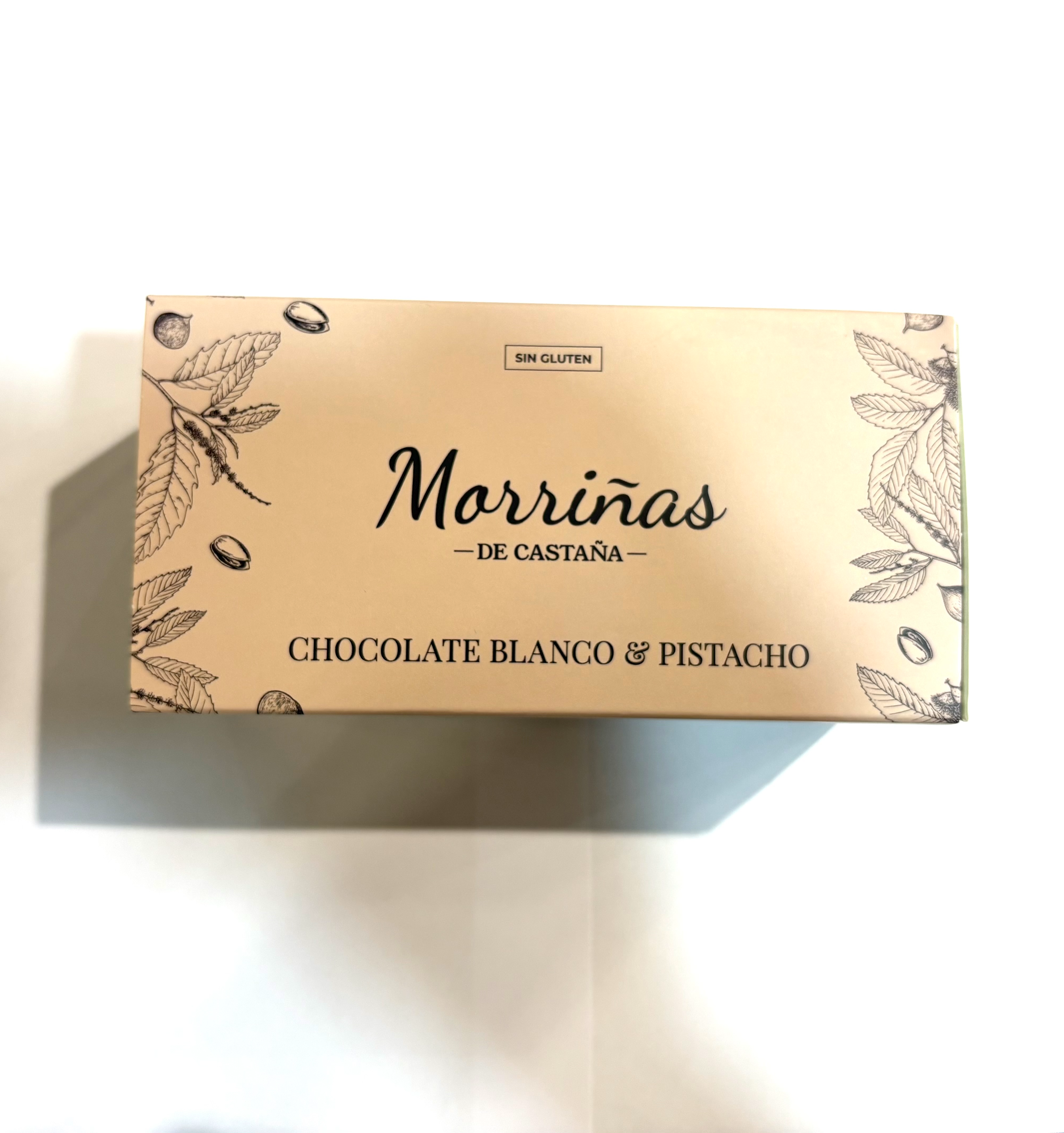 Foto de MORRIÑAS DE CASTAÑA CHOCOLATE BLANCO Y PISTACHO SIN GLUTEN 140 GR